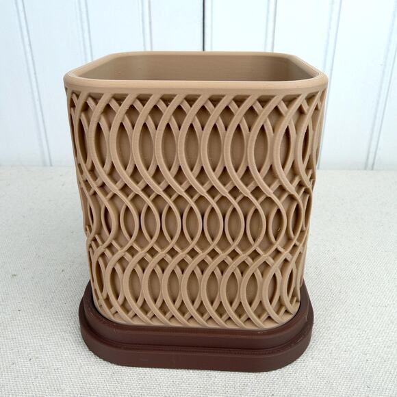 The Glowtide Planter, Indoor Flower Pot, Tabletop Planter. Woven Design - Picture 3 of 9
